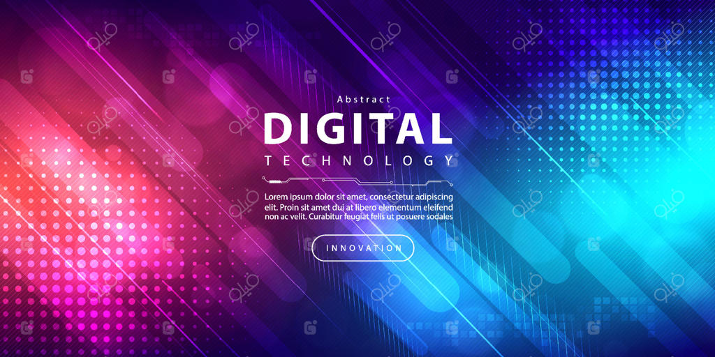 پس‌زمینه انتزاعی مدار فناوری دیجیتال آینده‌نگرانه آبی و صورتی، علوم و فناوری سایبری، نوآوری و ارتباطات آینده، هوش مصنوعی و کلان‌داده، اتصال شبکه اینترنت، وکتور تصویرسازی فناوری ابری پیشرفته