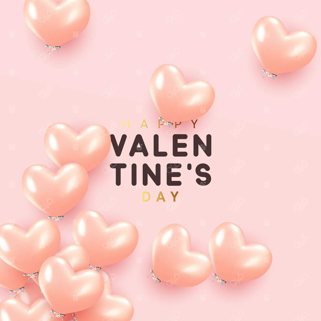 روز ولنتاین مبارک، پس‌زمینه‌ای با بادکنک‌های قلبی شکل صورتی. تصویر وکتور