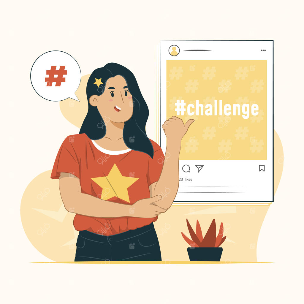 تصویرسازی ایده چالش ویروسی با حضور یک زن