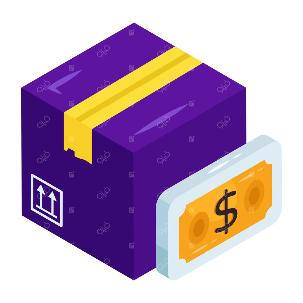 تصویرسازی بسته بنفش به همراه اسکناس دلار وکتور حرفه‌ای