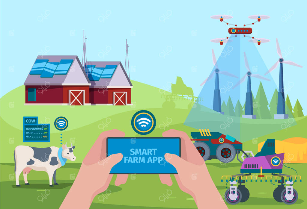 پهپادهای کشاورزی: فناوری آینده برای کمک به کشاورزان در کشاورزی هوشمند و خودکار. تصویری از برداشت هوشمند و ماشین‌آلات کشاورزی مدرن.