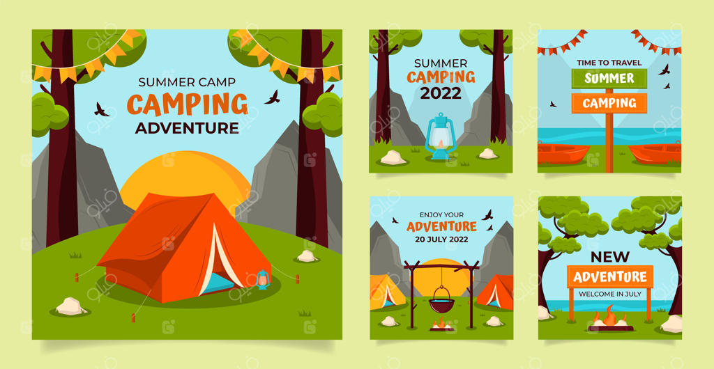 مجموعه پست‌های اینستاگرام کمپینگ تابستانی ساده