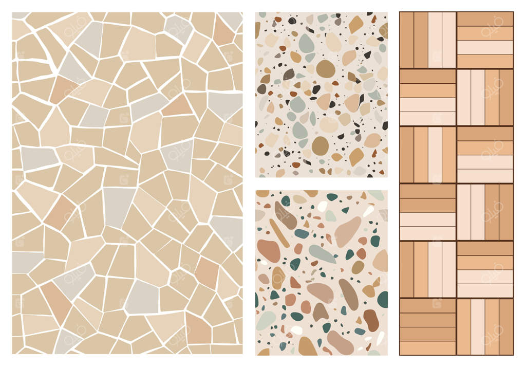 مجموعه‌ای از مسیرهای باغ با بافت‌های متفاوت