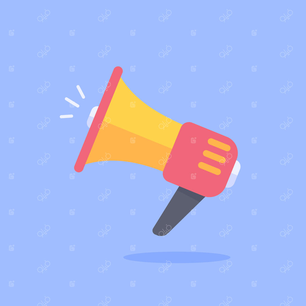 آیکون بلندگو برای اعلام با صدای بلند و اطلاع‌رسانی تبلیغات محصول