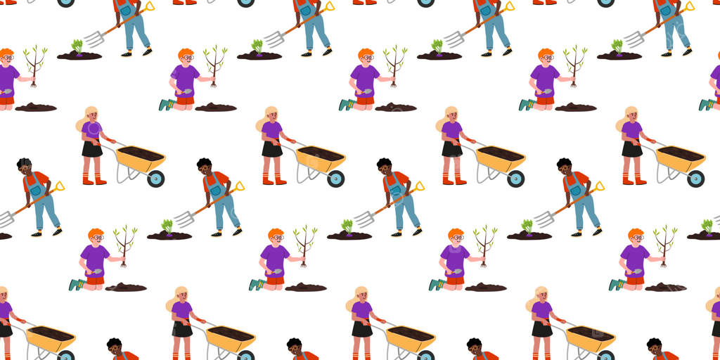 علاقه‌مندان به باغبانی در باغ اجتماعی مشغول کاشت گل و سبزیجات هستند