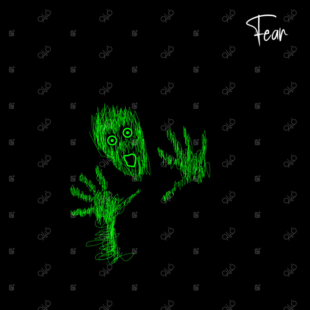 تصویرسازی دستی بیانگر ترس و وحشت در تاریکی