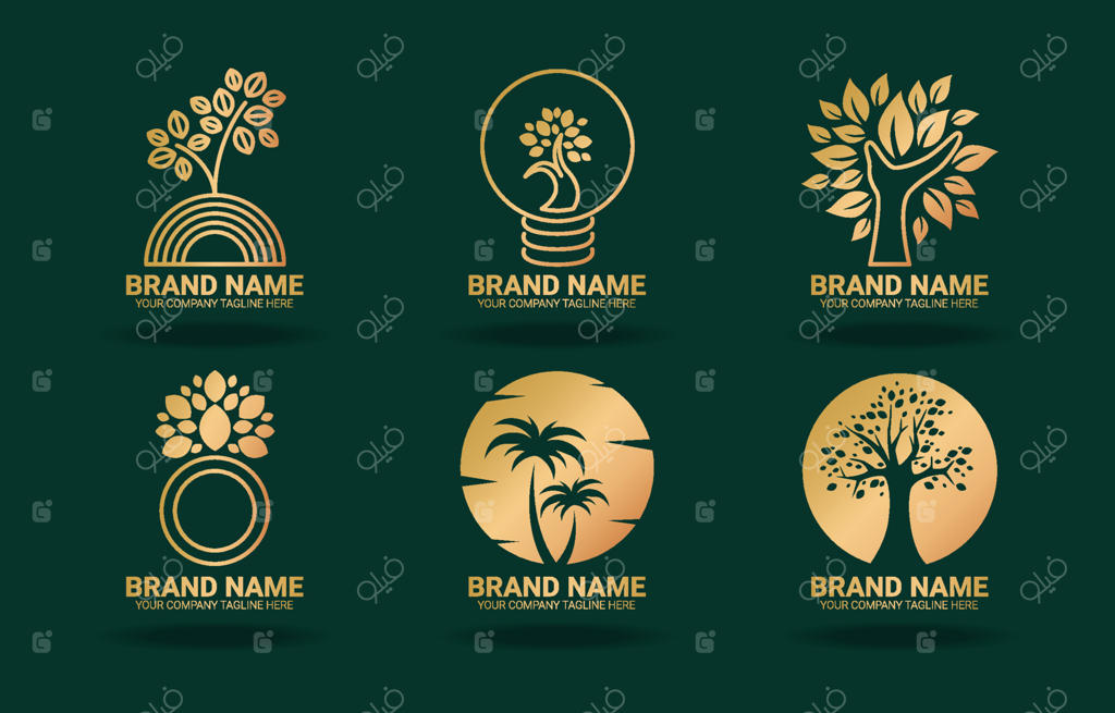 مجموعه لوگوی درختان مینیمالیستی