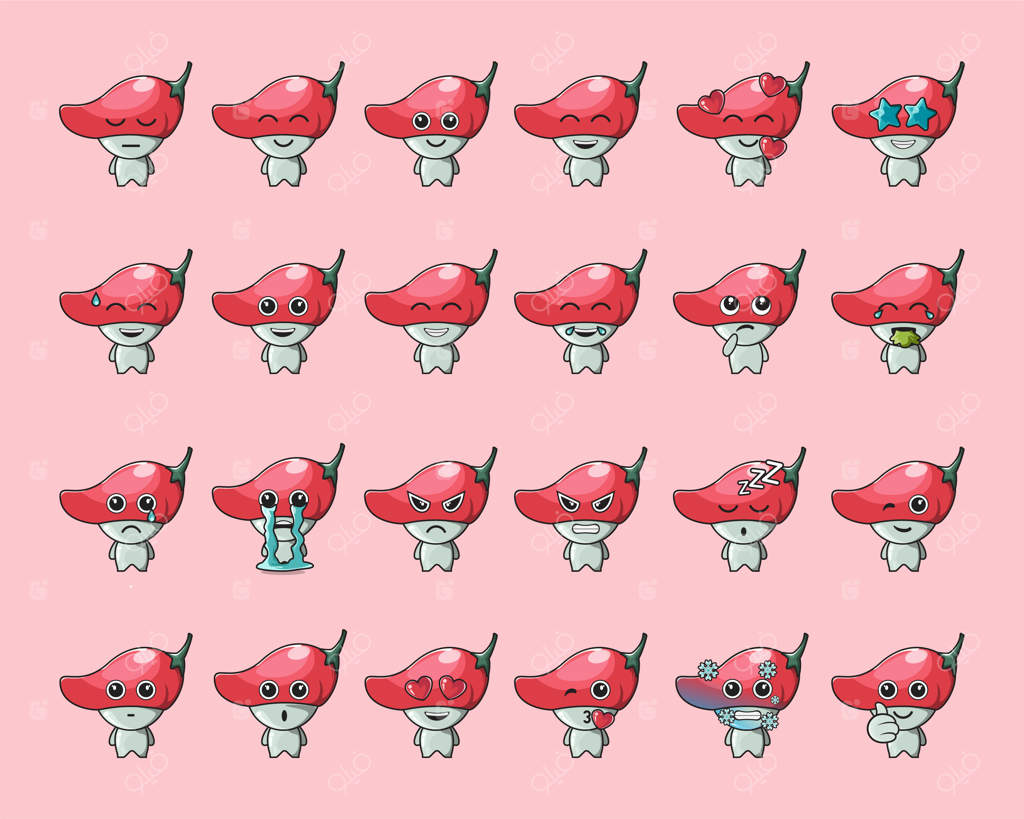 ایموجی بامزه فلفل قرمز، مناسب برای لوگو، نمادک، ماسکات و پوستر