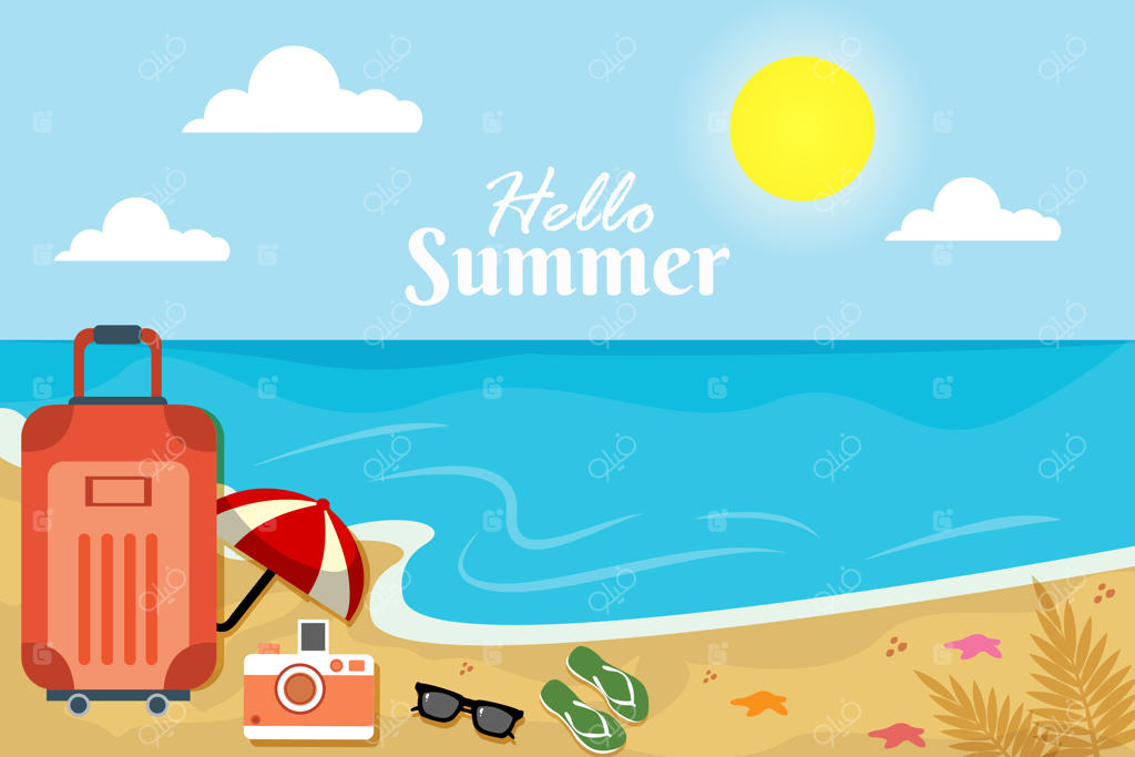 سلام پس‌زمینه ساحل تابستانی ساده