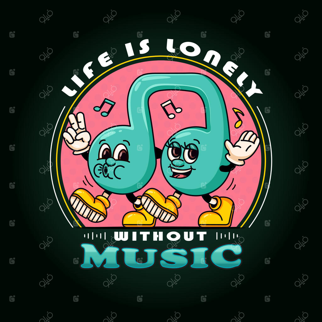 نت‌های موسیقی، پیاده‌روی شاد. مناسب برای لوگوها، نمادها، تی‌شرت‌ها، برچسب‌ها و پوسترها