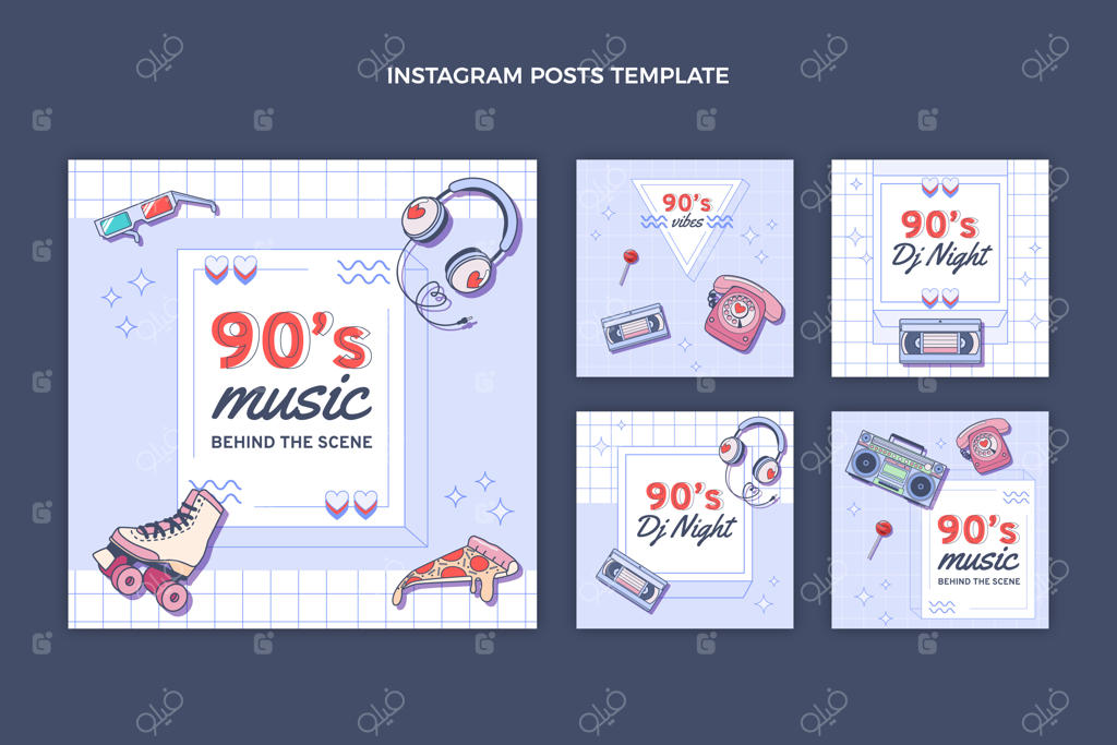 پست‌های اینستاگرام طراحی تخت برای جشنواره موسیقی نوستالژیک دهه ۹۰