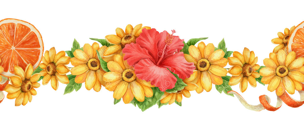 چیدمان گل‌های شاداب با ختمی و پرتقال