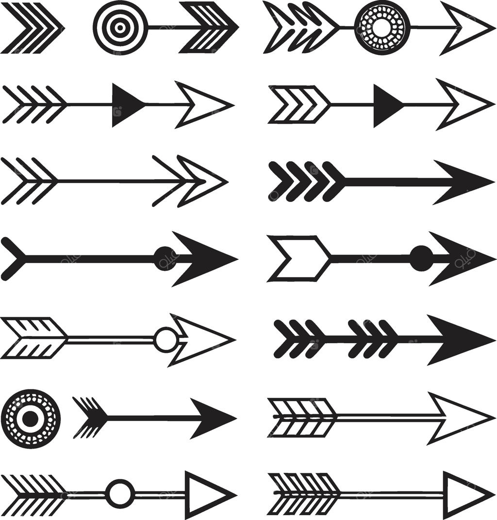 مجموعه‌ای از طرح‌های متنوع فلش‌های دست‌ساز با تزئینات قبیله‌ای و هندسی