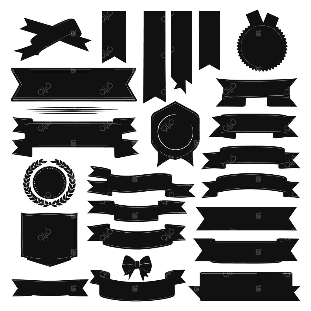 مجموعه وکتور سیلوئت و طرح‌های سیاه روبان