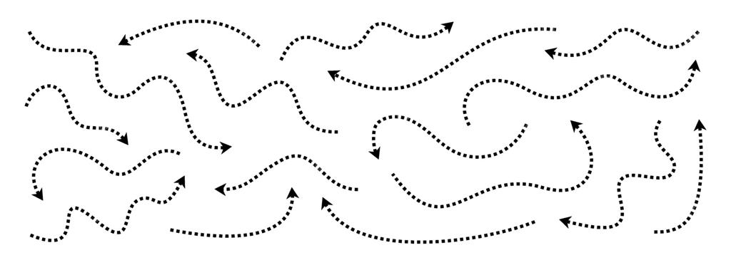 مجموعه‌ای از فلش‌های خال‌دار و نازک سیاه. کلکسیون فلش‌های موج‌دار و منحنی. نشانگرهای طراحی شده و خطوط جهت‌دار پیچ و تاب. بسته‌ی المان‌های طراحی نقطه‌دار و زیگزاگ برای بروشور، پوستر و نشریات.