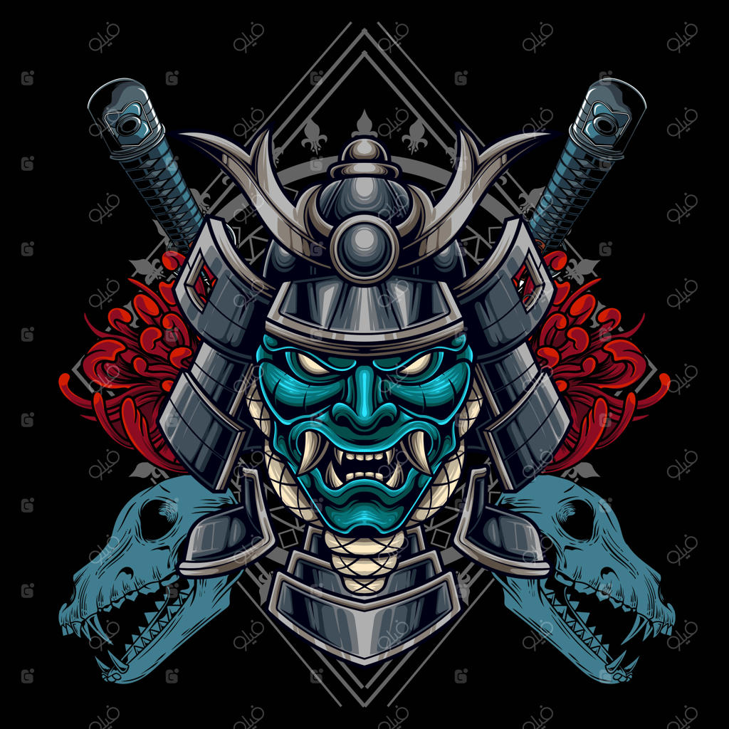 تصویرسازی وکتور از یک سامورایی ژاپنی