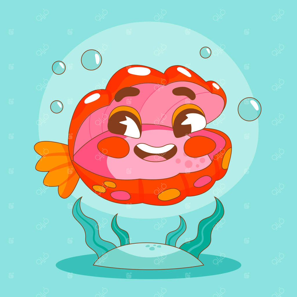 تصویر کارتونی صدف دریایی دست‌کشیده