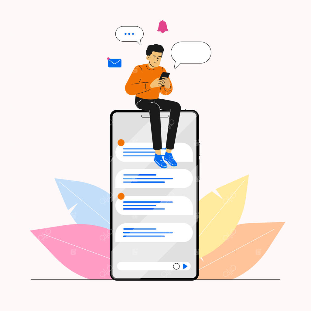 مردی که با گوشی هوشمند در شبکه‌های اجتماعی چت می‌کند