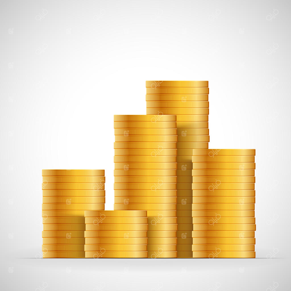پشته سکه‌های طلا: مفهوم طراحی نماد پول در کسب‌وکار. تصویرسازی وکتور ارز نقدی.