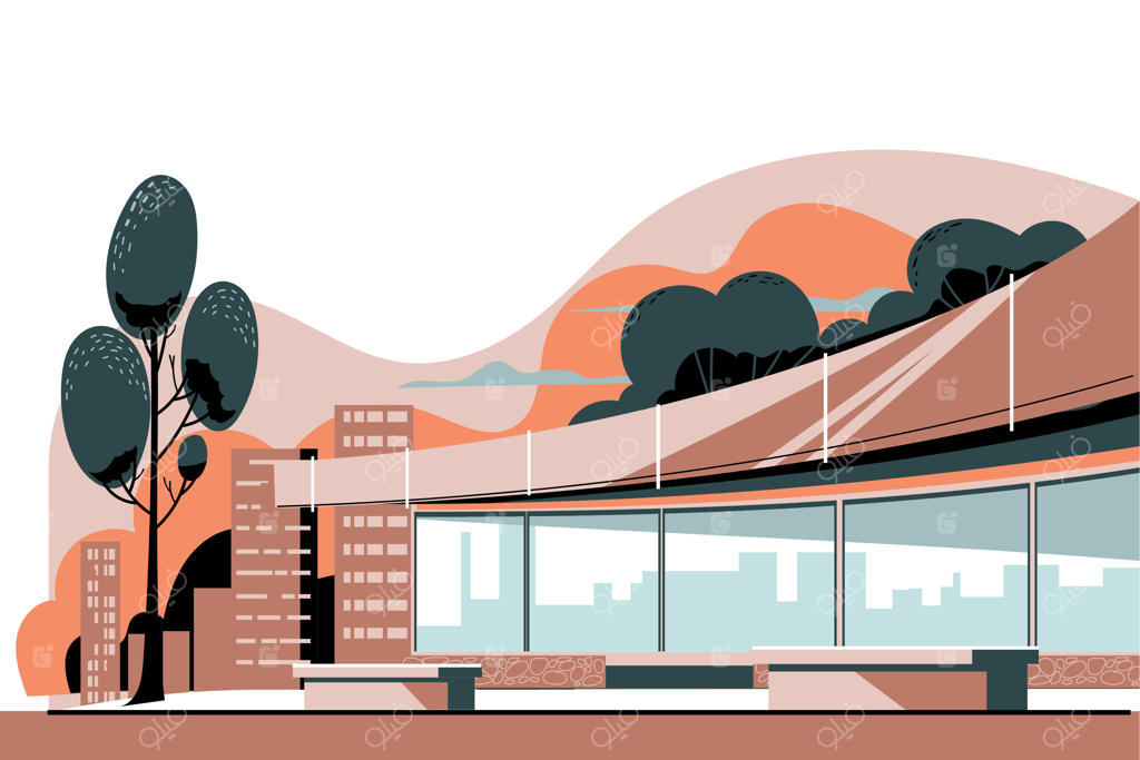 طرح مفهومی نمای بیرونی رستوران در فضای باز