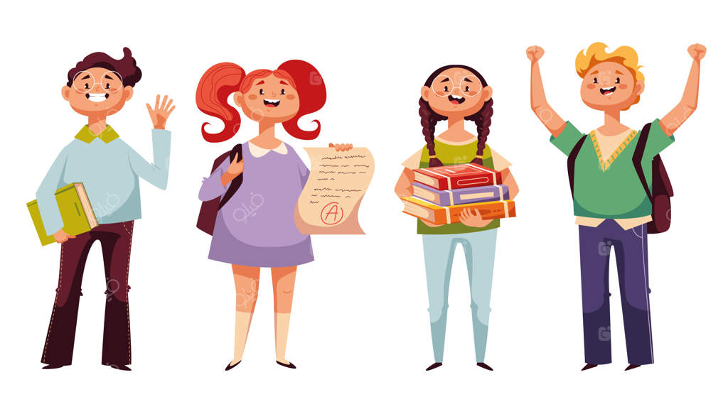 مجموعه شخصیت‌های بچه‌ها: پسران و دختران - تصویرسازی کارتونی تخت