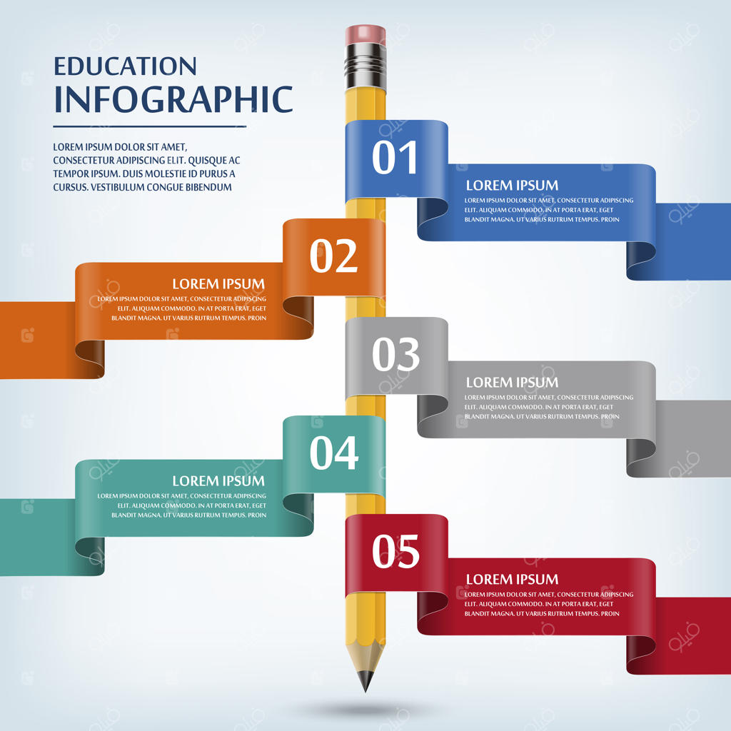طراحی قالب اینفوگرافیک آموزشی با عناصر مداد