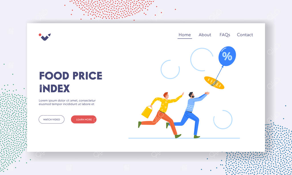 الگوی صفحه فرود شاخص قیمت مواد غذایی: شخصیت‌ها به دنبال خرید محصولات غذایی در میان تورم و افزایش قیمت‌ها