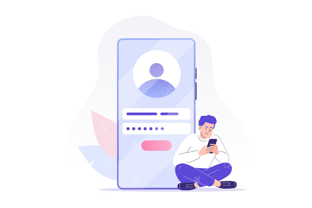 مفهوم ثبت نام و عضویت آنلاین با کاراکتر مرد