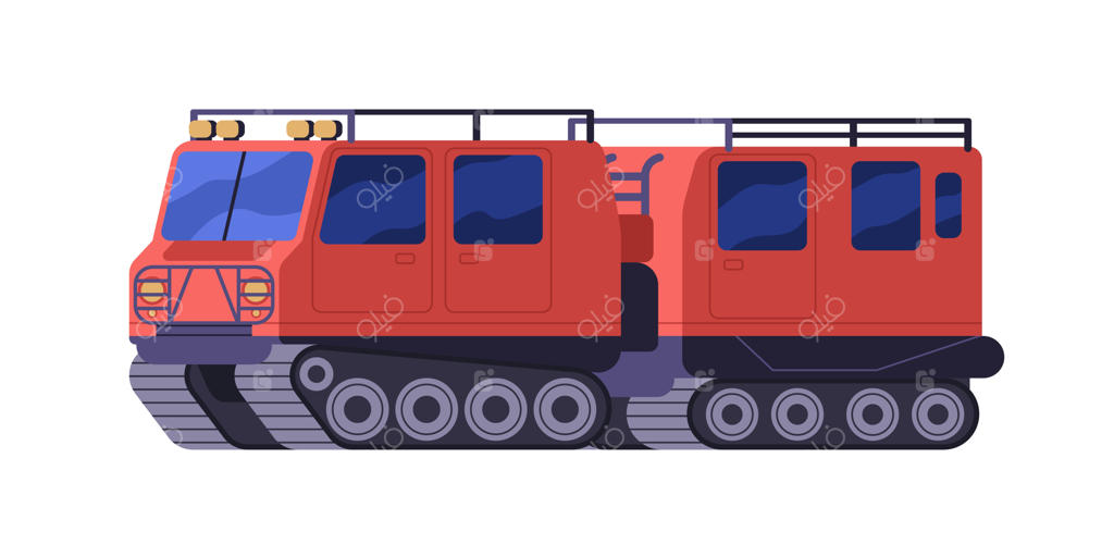 حمل و نقل در قطب شمال: ماشین عظیم‌الجثه برای سفر در یخ و برف. خودرو بزرگ با چرخ و شنی برای کاوش در قطب شمال و جنوب.