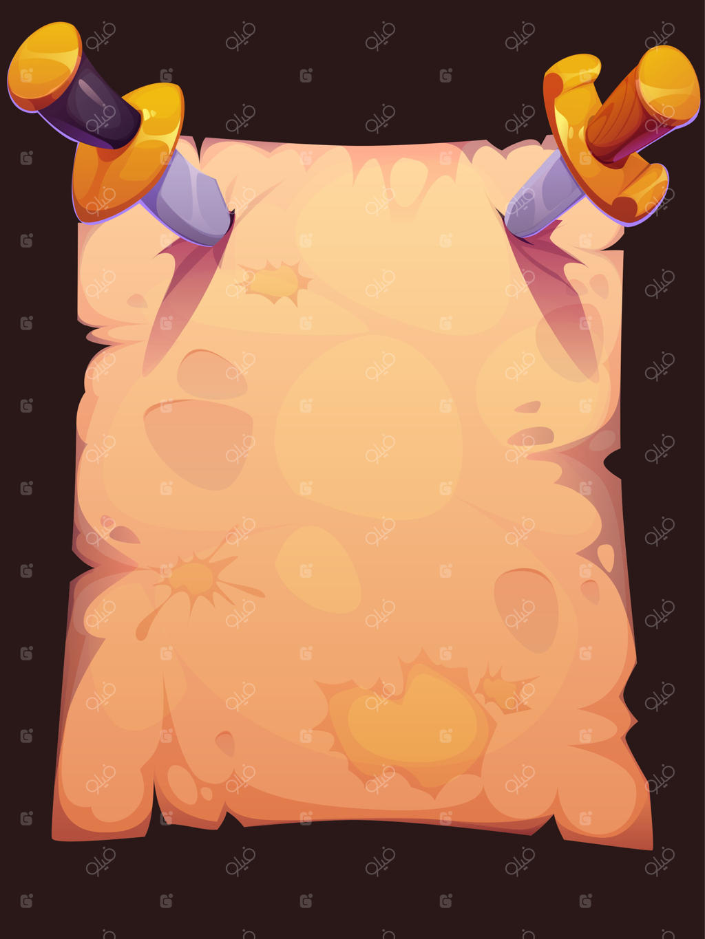 کاغذ قدیمی دزدان دریایی همراه با تیغه‌های شمشیر