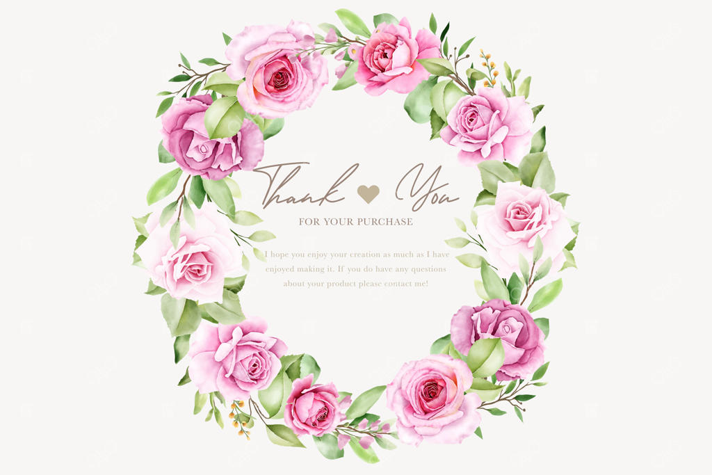 طرح حلقه گل و برگ آبرنگی