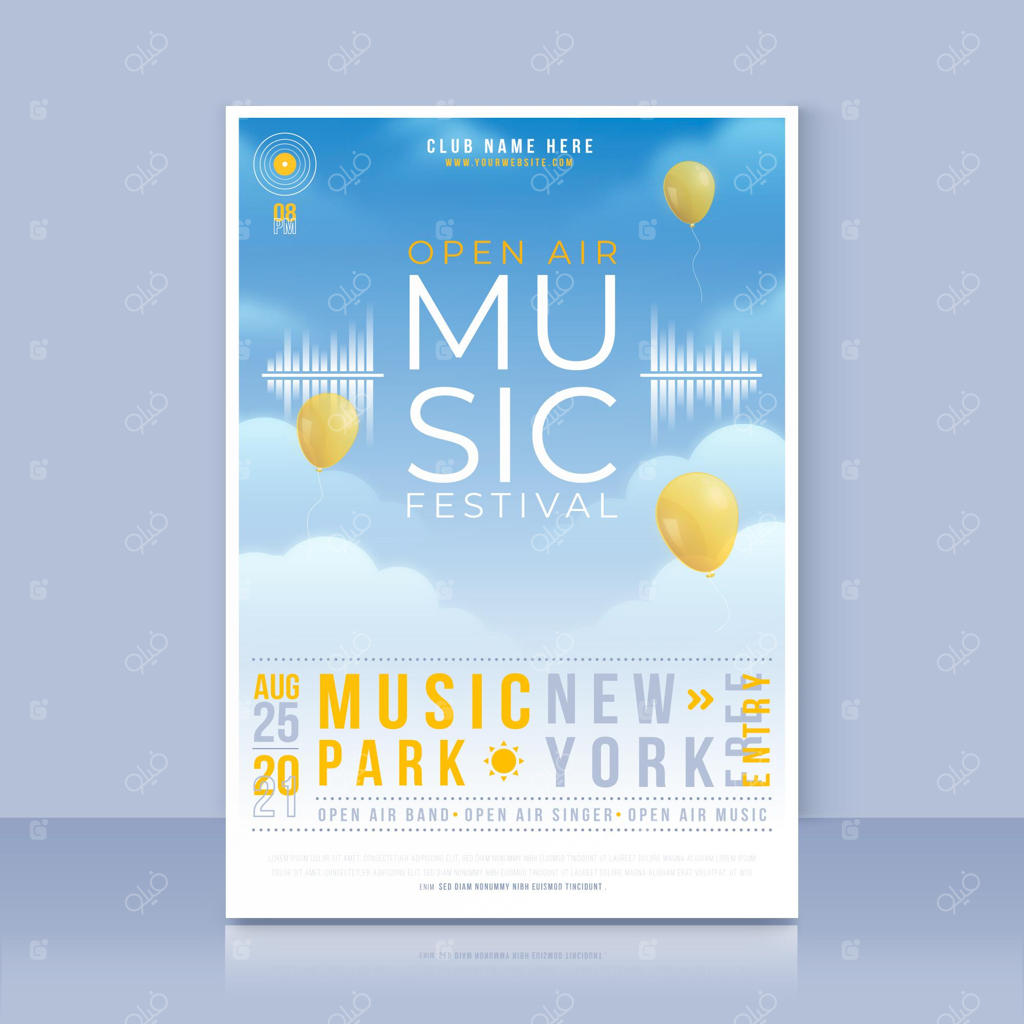 قالب پوستر جشنواره موسیقی در فضای باز