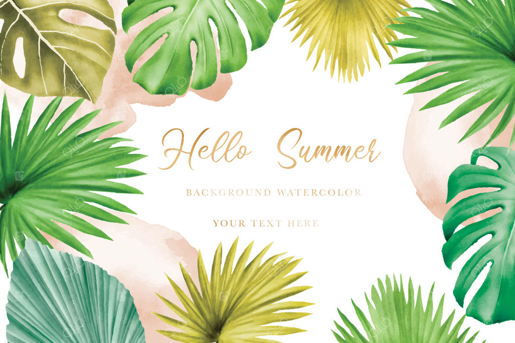 تصویرسازی وکتور از پس‌زمینه‌ای گرمسیری با برگ‌های استوایی.