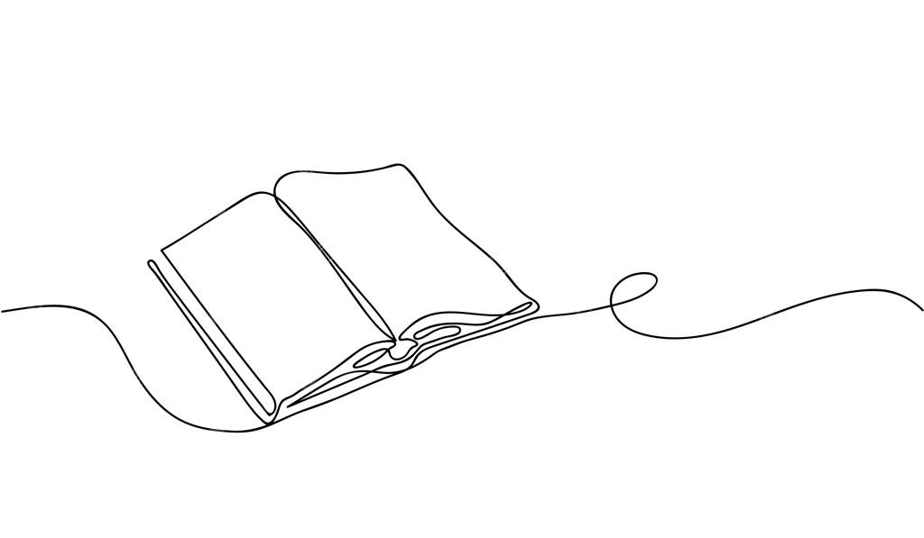طراحی مینیمالیستی کتاب باز با یک خط بر روی زمینه سفید