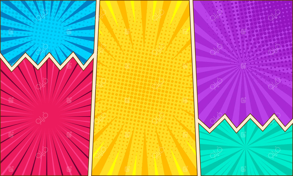 پس‌زمینه رنگارنگ صفحه کمیک کارتونی