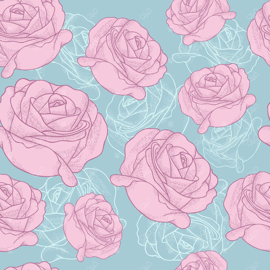 پترن نقاشی دستی گل رز وکتور