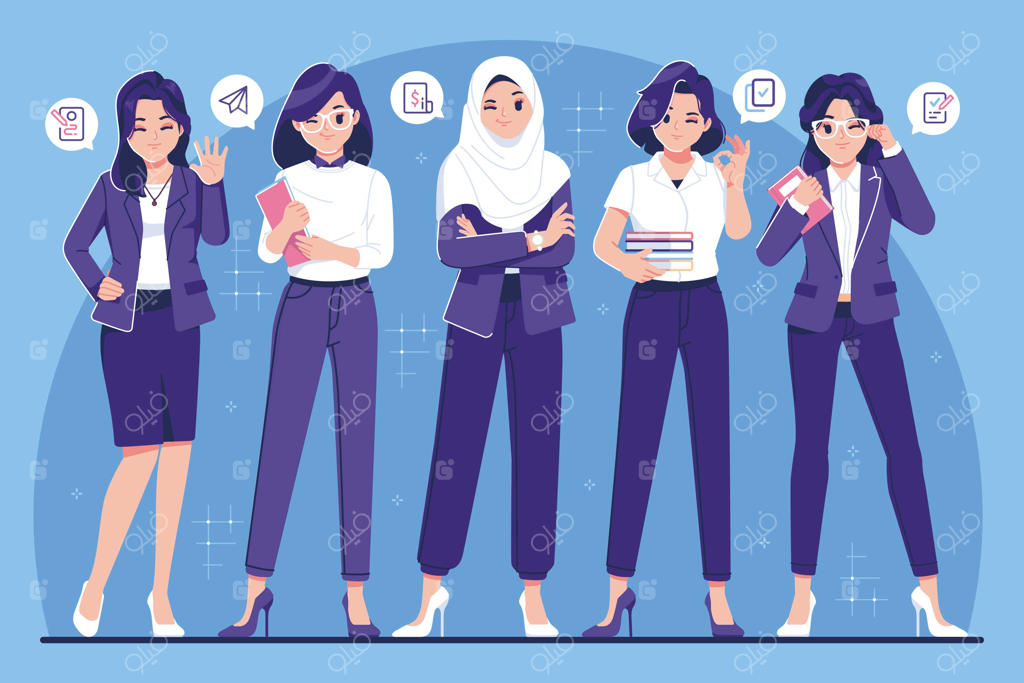 مجموعه کاراکترهای بامزه زن تاجر