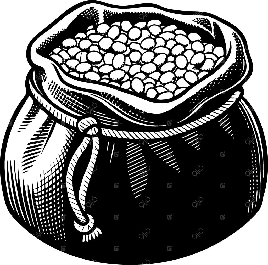 کیسه بنددار طرح قدیمی پر از دانه و حبوبات برای طراحی و تصویرسازی