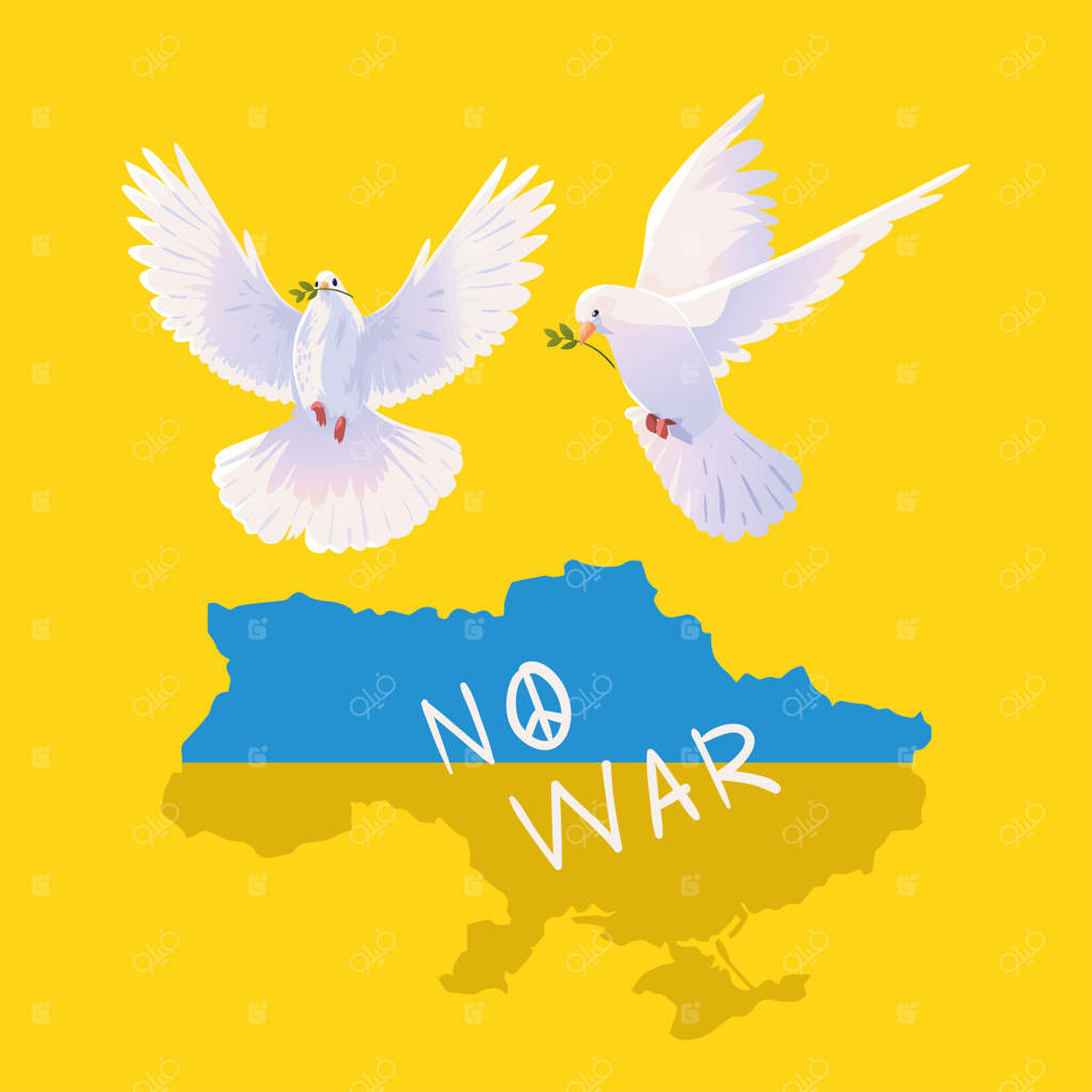 نقشه ی صلح اوکراین با پرچم و کبوترها