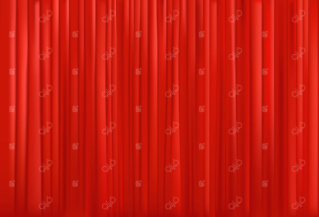 پرده قرمز و چین‌دار سینما، تصویر وکتور واقع‌گرایانه