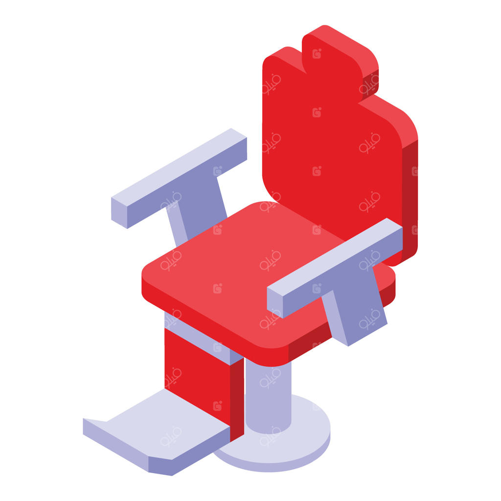 آیکون صندلی آرایشگری به رنگ قرمز - نمای ایزومتریک و جنس چرم