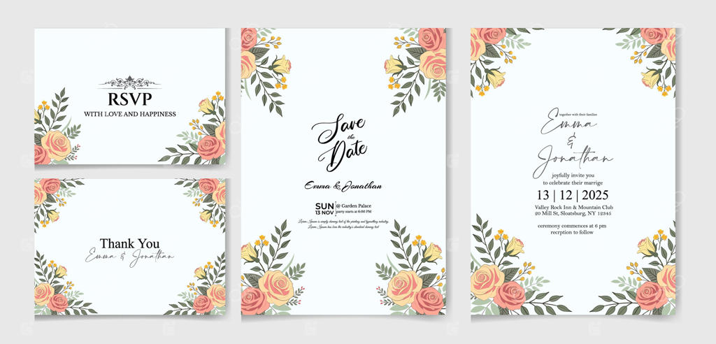 ست لوازم التحریر عروسی با طراحی شیک و گل‌های هلو و سفید