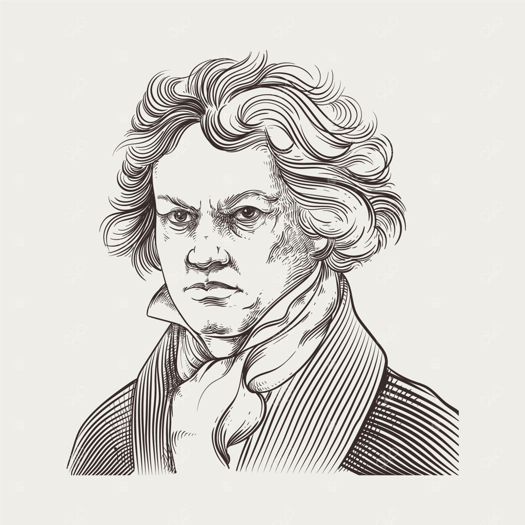 تصویر طراحی شده با دست از بتهوون