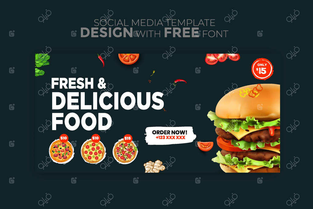 قالب بنر منوی غذا برای شبکه‌های اجتماعی