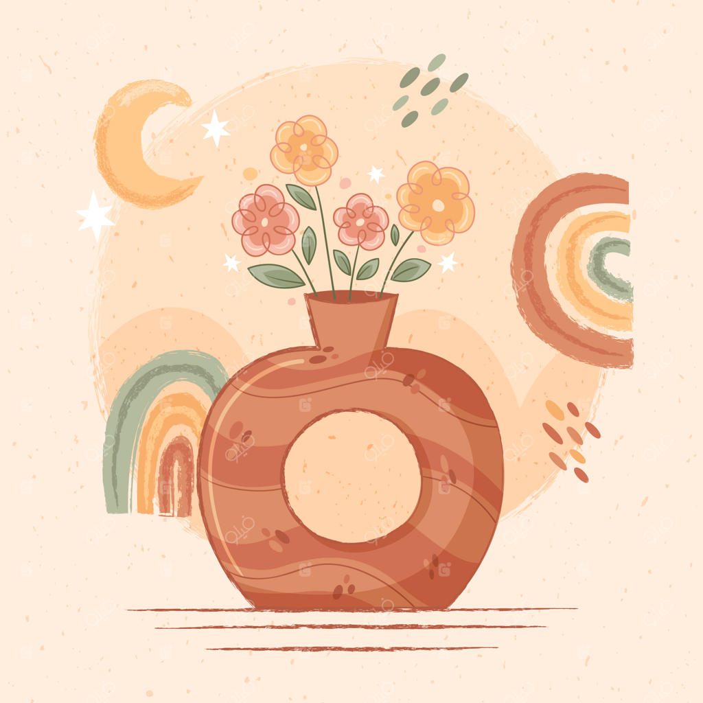 تصویرسازی دستی با رنگ‌های خاکی ملایم