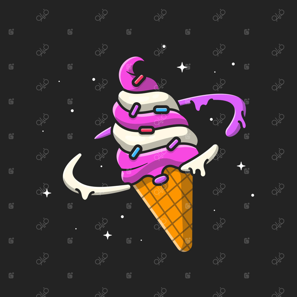 تصویر وکتور آیکون کارتونی سیاره بستنی. مفهوم آیکون فضای غذا. وکتور ویژه. سبک کارتونی تخت.