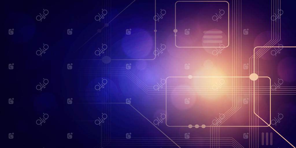 پس‌زمینه انتزاعی مدارهای دیجیتال و تکنولوژی آینده با تم آبی و بنفش، علوم سایبری، نوآوری و ارتباطات، هوش مصنوعی و کلان‌داده، اتصال شبکه اینترنت و فضای ابری، وکتور ایلوستریشن های‌تک