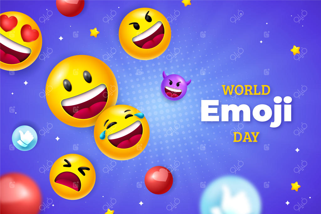 پس‌زمینه روز جهانی ایموجی با گرادیان رنگی