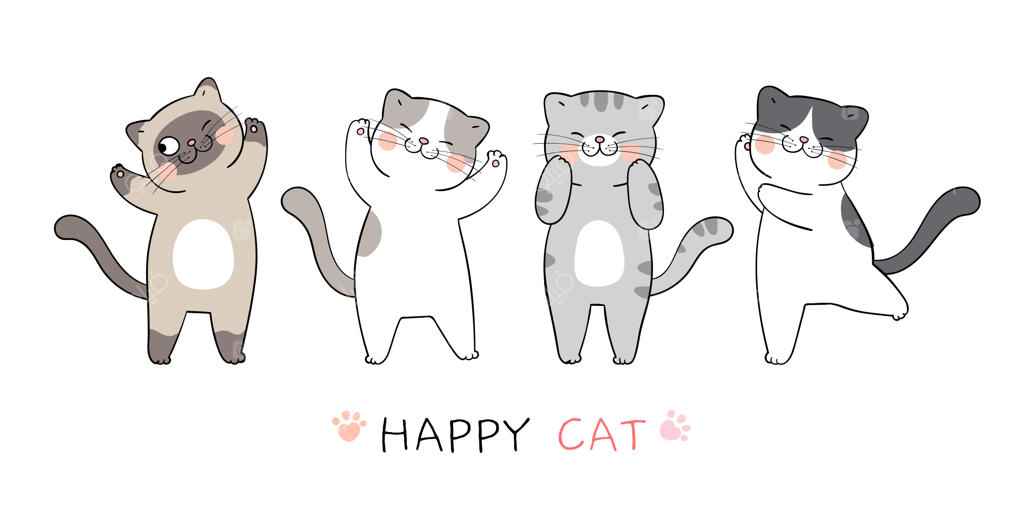 مجموعه طراحی‌های دودل و کارتونی از گربه‌های بامزه