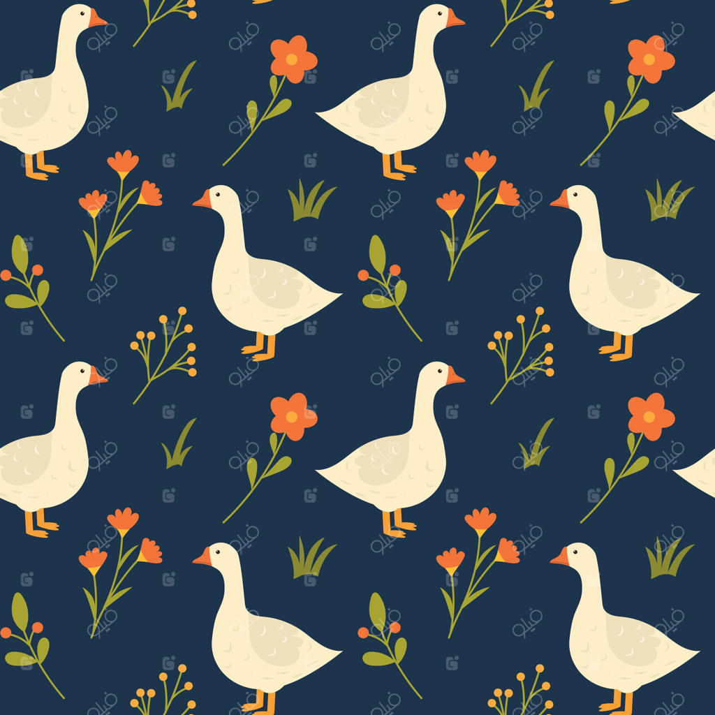 پترن غازها و گل‌ها برای طراحی‌های شیک وکتور حرفه‌ای